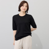 バイブリジット コットンリネンシルク ハーフスリーブ ニットプルオーバー