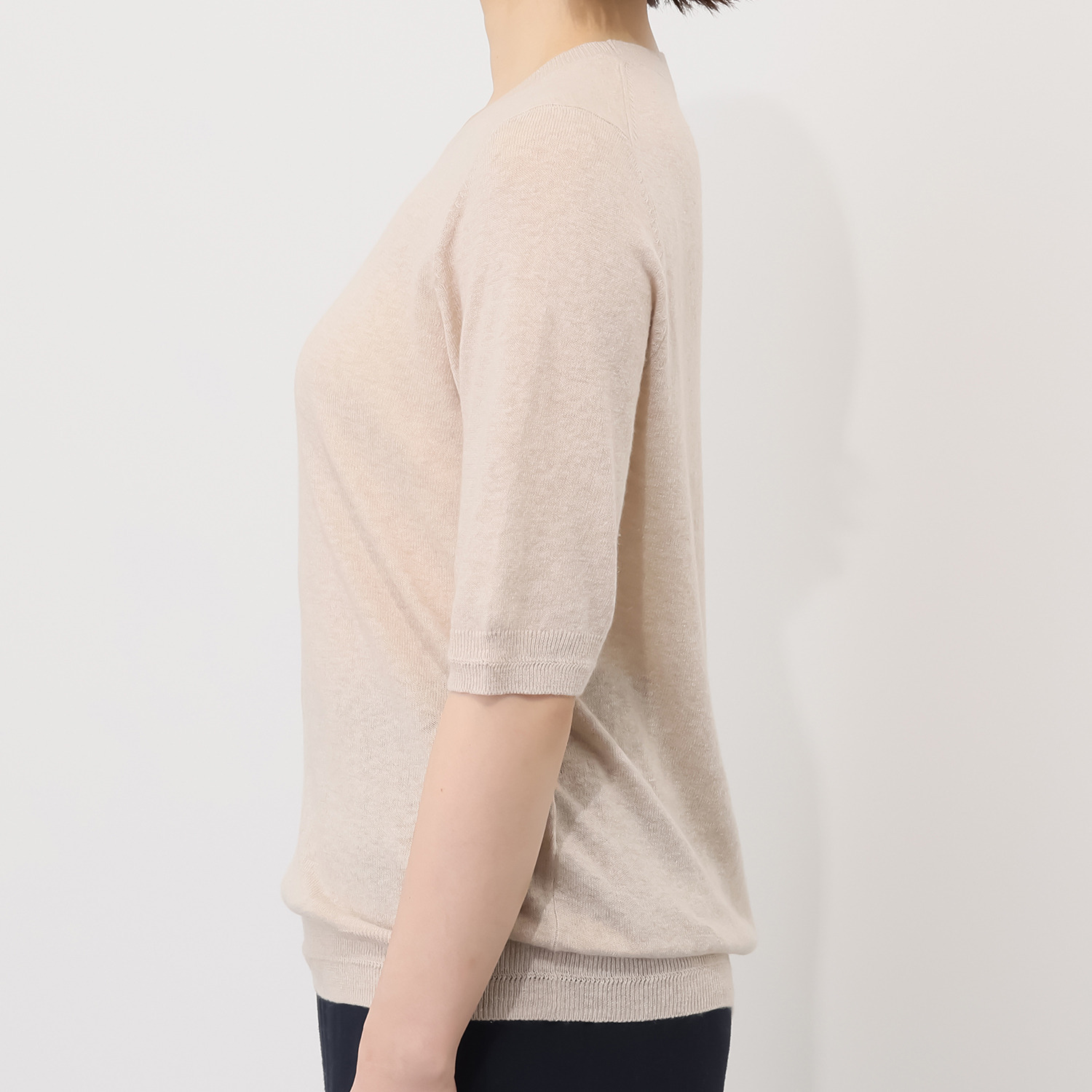 バイブリジット コットンリネンシルク ハーフスリーブ ニットプルオーバー