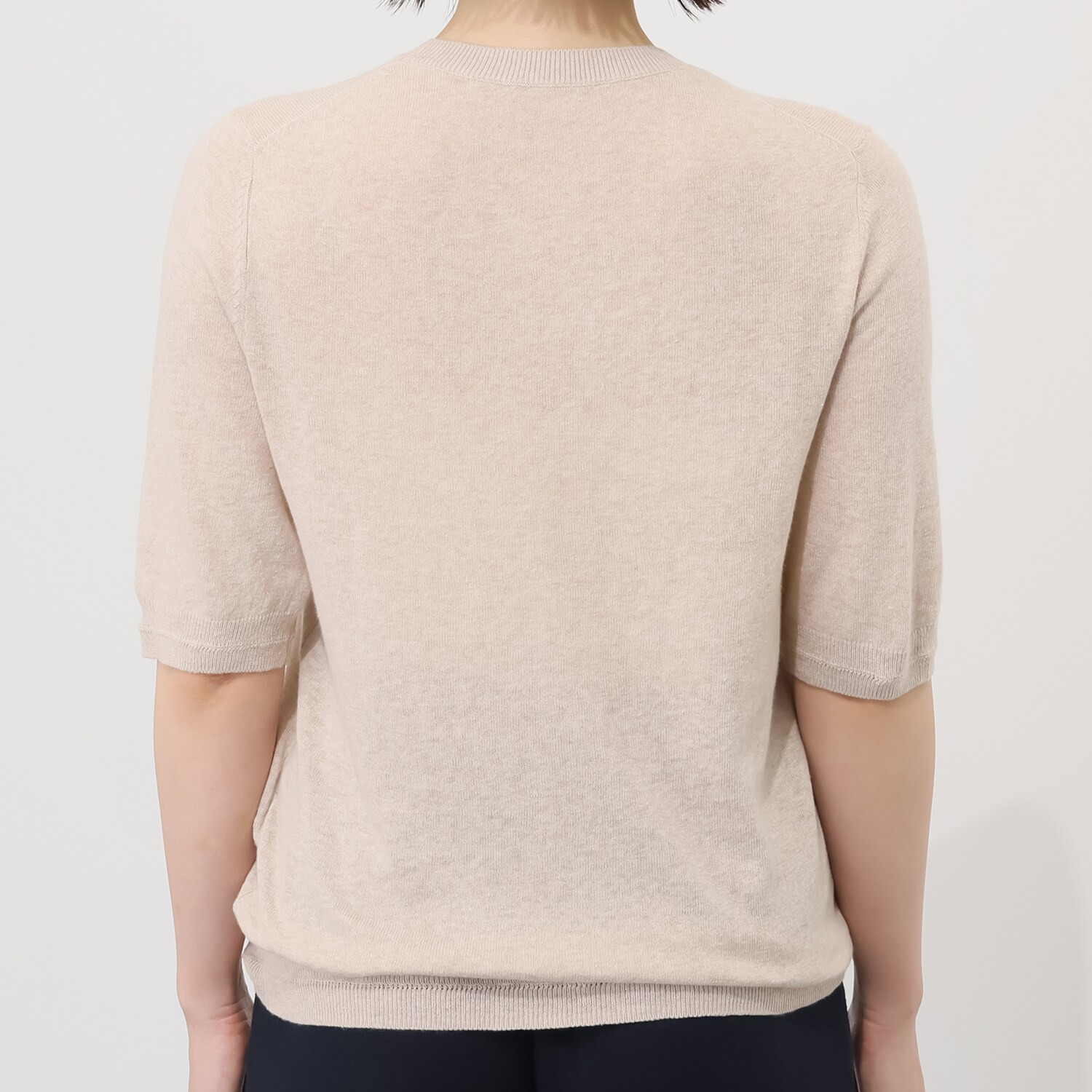 バイブリジット コットンリネンシルク ハーフスリーブ ニットプルオーバー