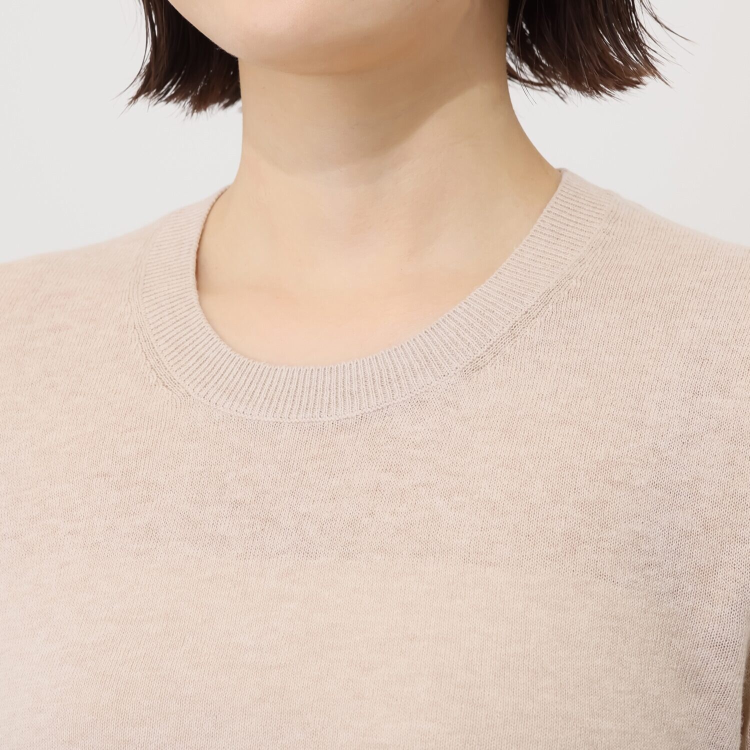 バイブリジット コットンリネンシルク ハーフスリーブ ニットプルオーバー