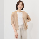 バイブリジット グリッターリネン混 ハーフスリーブ ニットカーディガン