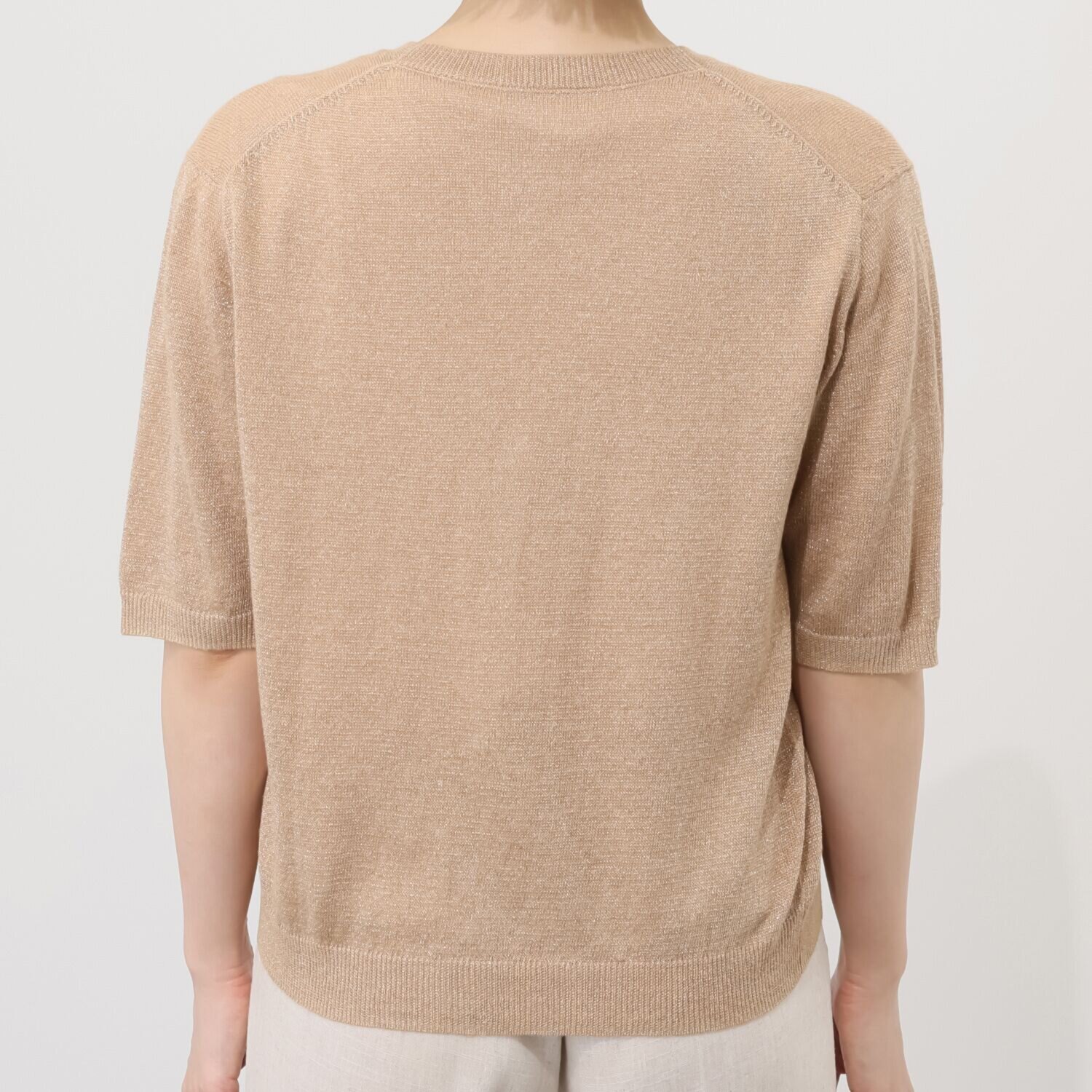 バイブリジット グリッターリネン混 ハーフスリーブ ニットカーディガン