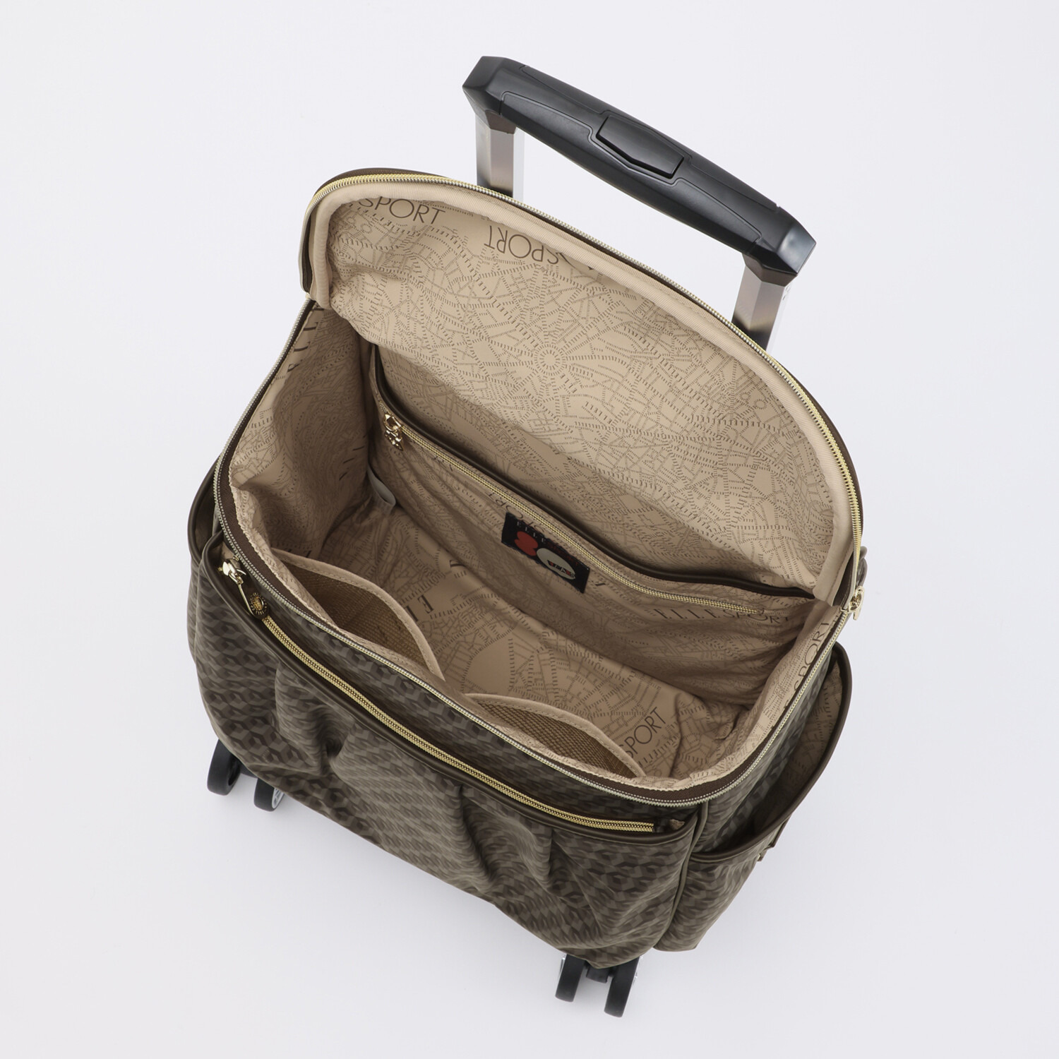 ＥＬＬＥ　ＳＰＯＲＴ はっ水 キューブ柄 取り外し可能 ２ウェイキャリーケース