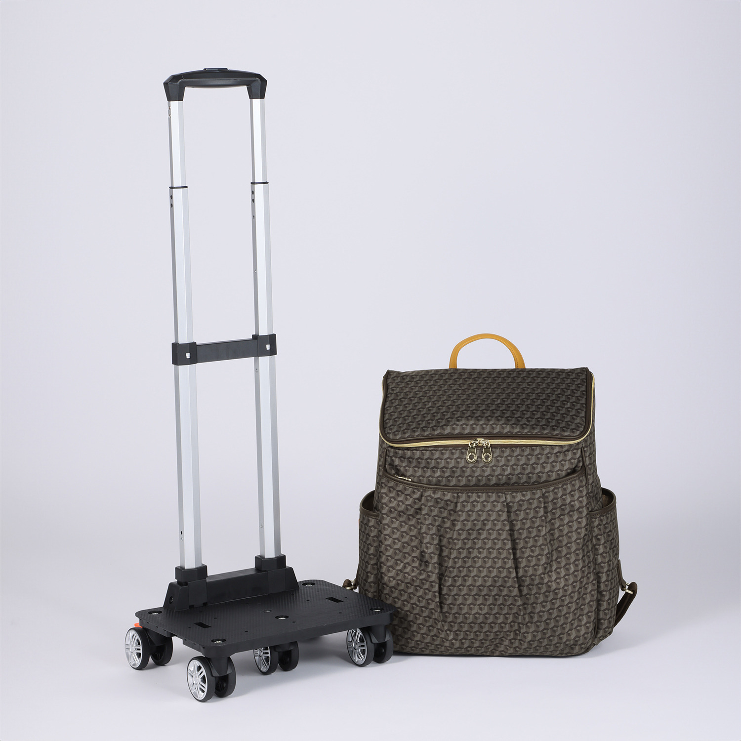 ＥＬＬＥ　ＳＰＯＲＴ はっ水 キューブ柄 取り外し可能 ２ウェイキャリーケース