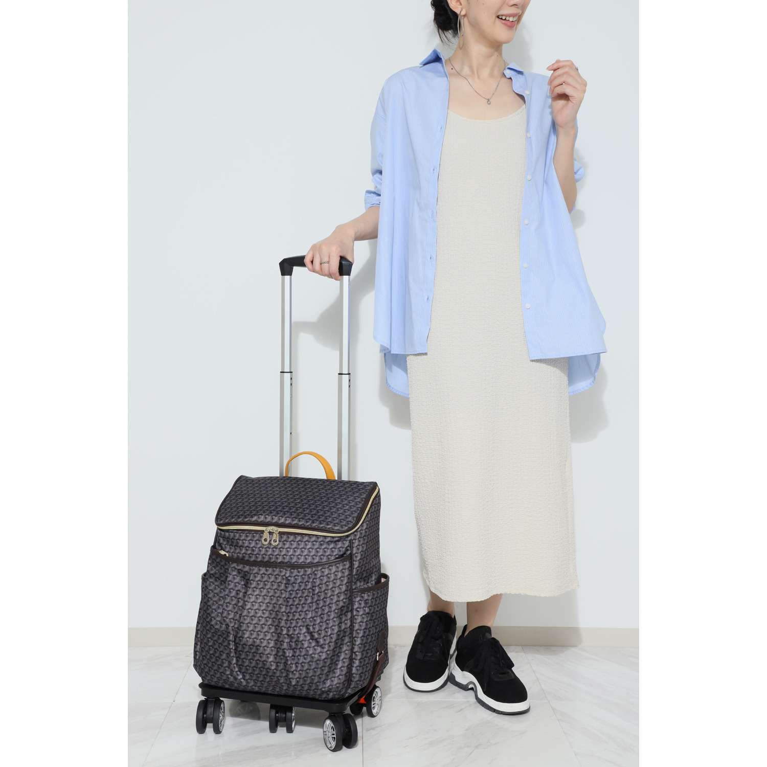 ＥＬＬＥ　ＳＰＯＲＴ はっ水 キューブ柄 取り外し可能 ２ウェイキャリーケース