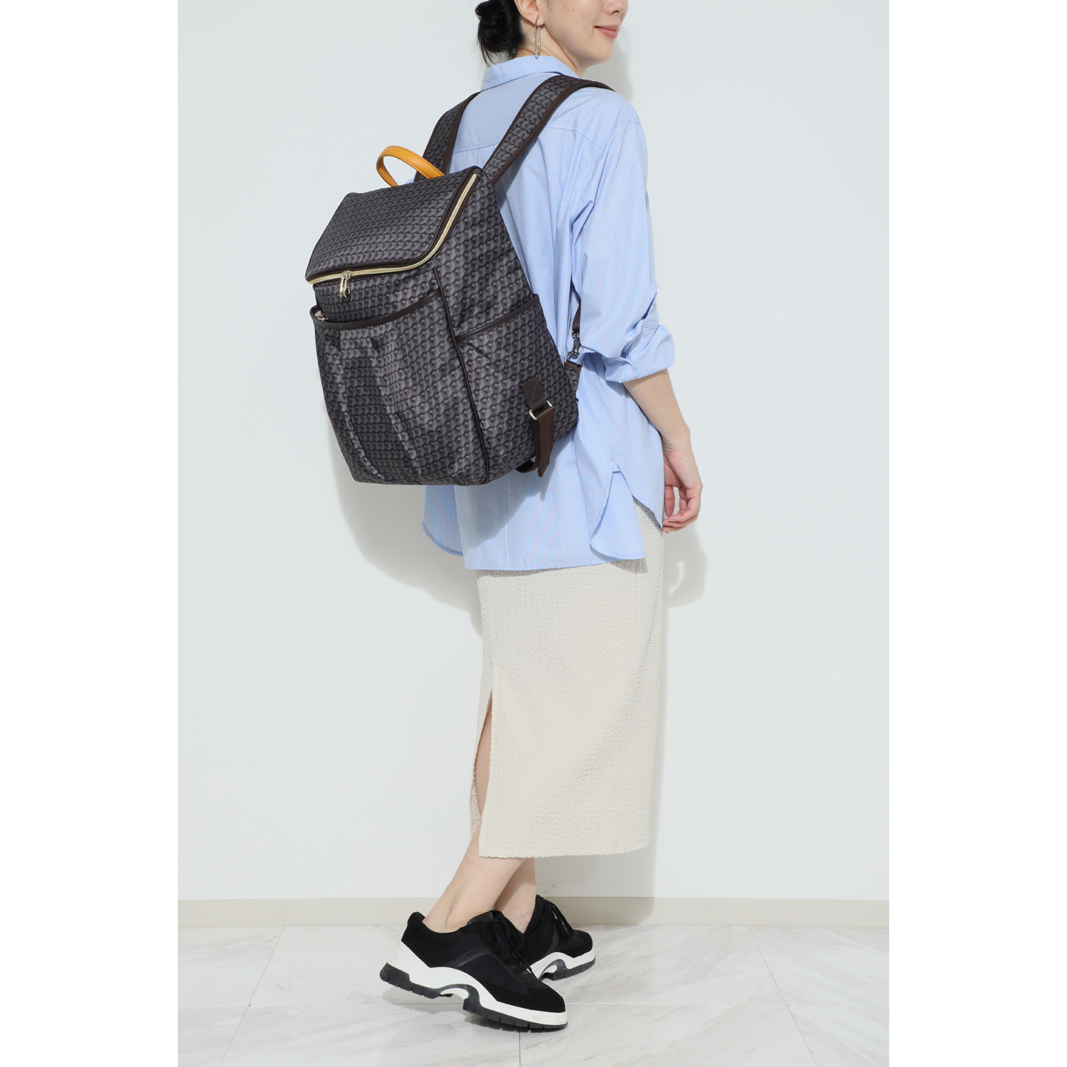 ＥＬＬＥ　ＳＰＯＲＴ はっ水 キューブ柄 取り外し可能 ２ウェイキャリーケース