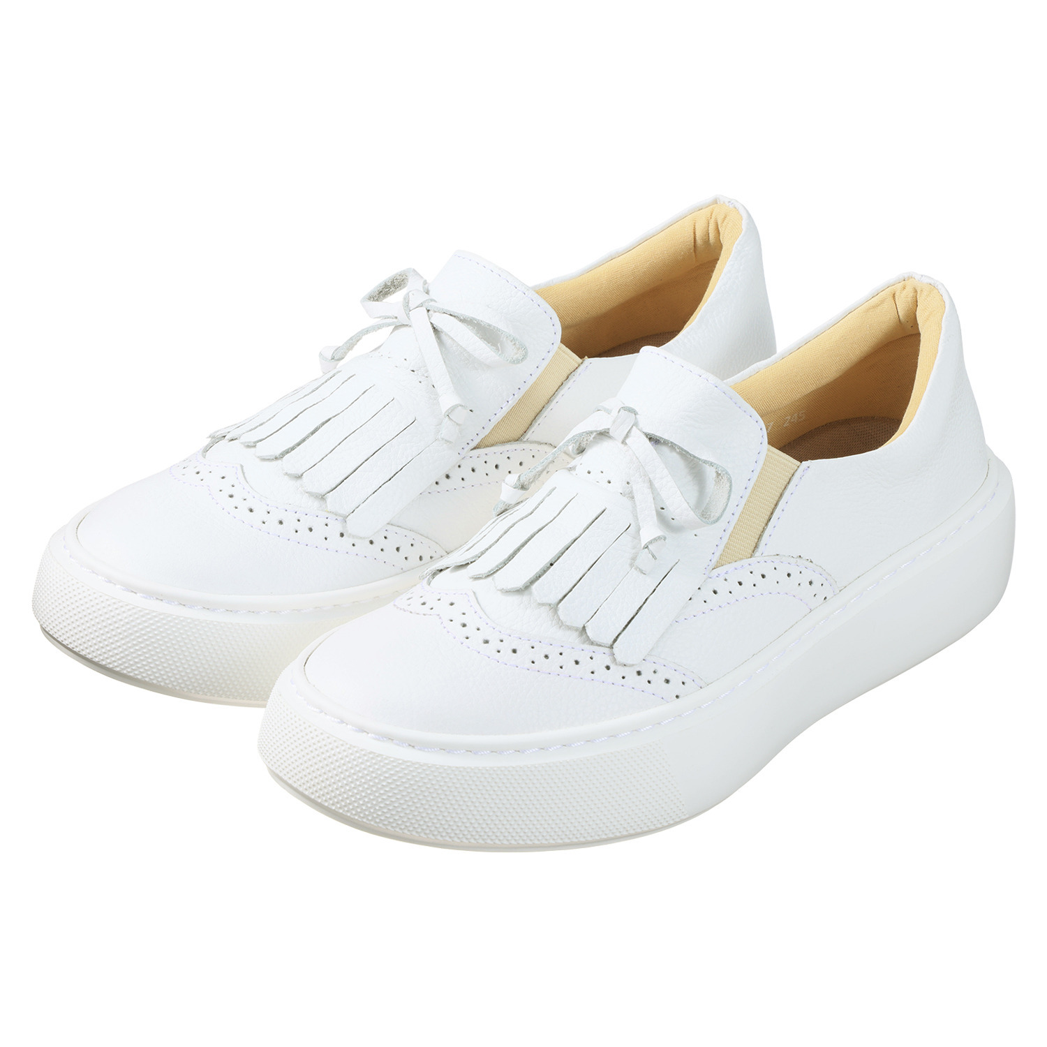 ミズ・ジューヌ 日本製 牛革 キルトデザイン 厚底シューズ