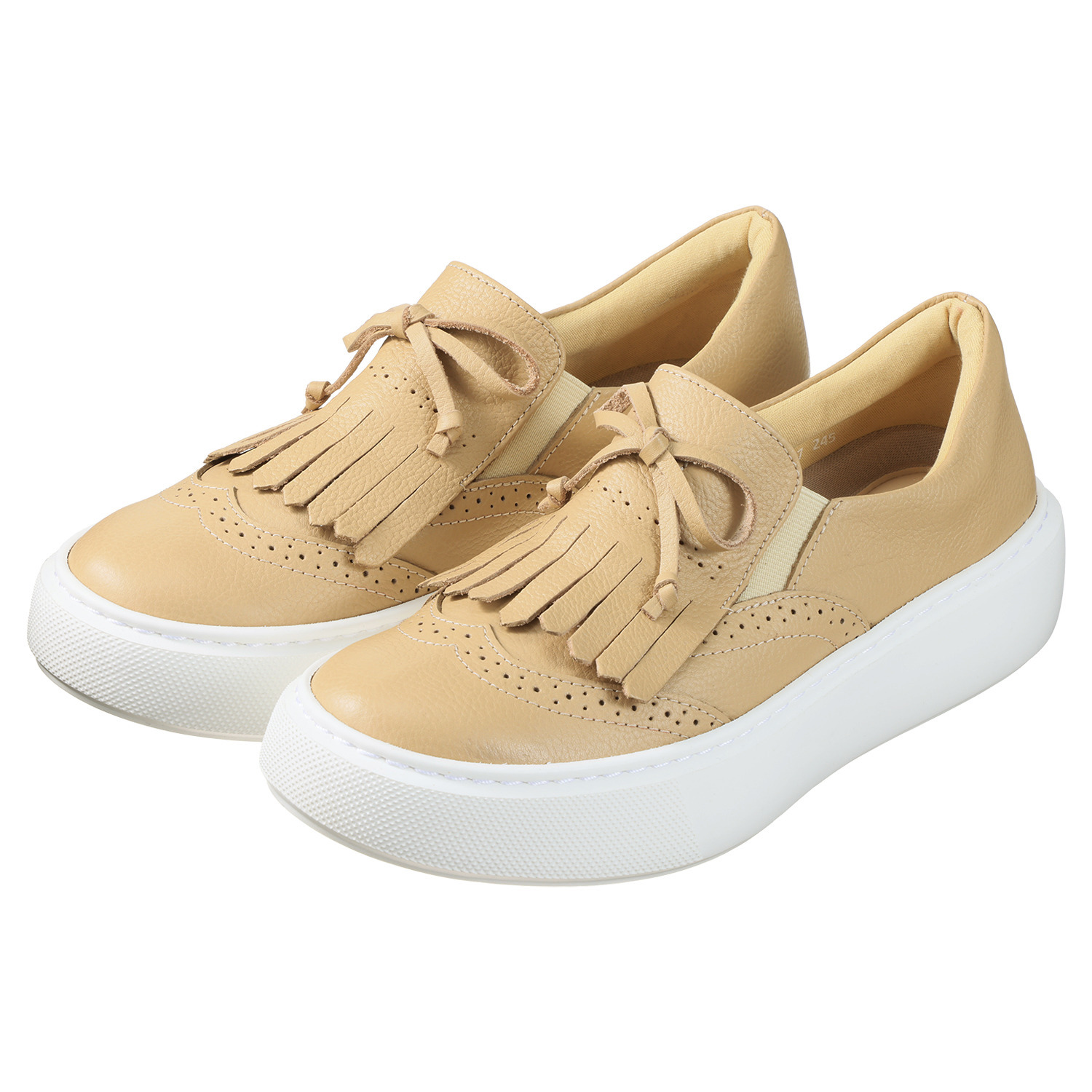 ミズ・ジューヌ 日本製 牛革 キルトデザイン 厚底シューズ