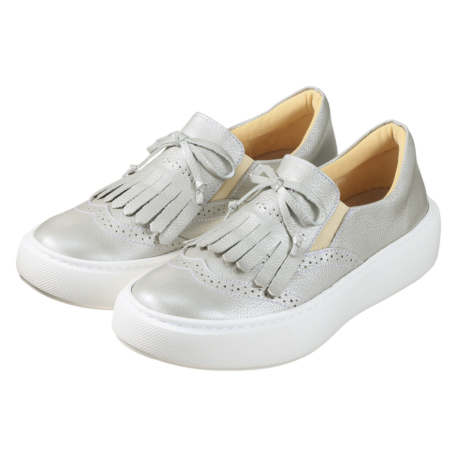 ミズ・ジューヌ 日本製 牛革 キルトデザイン 厚底シューズ