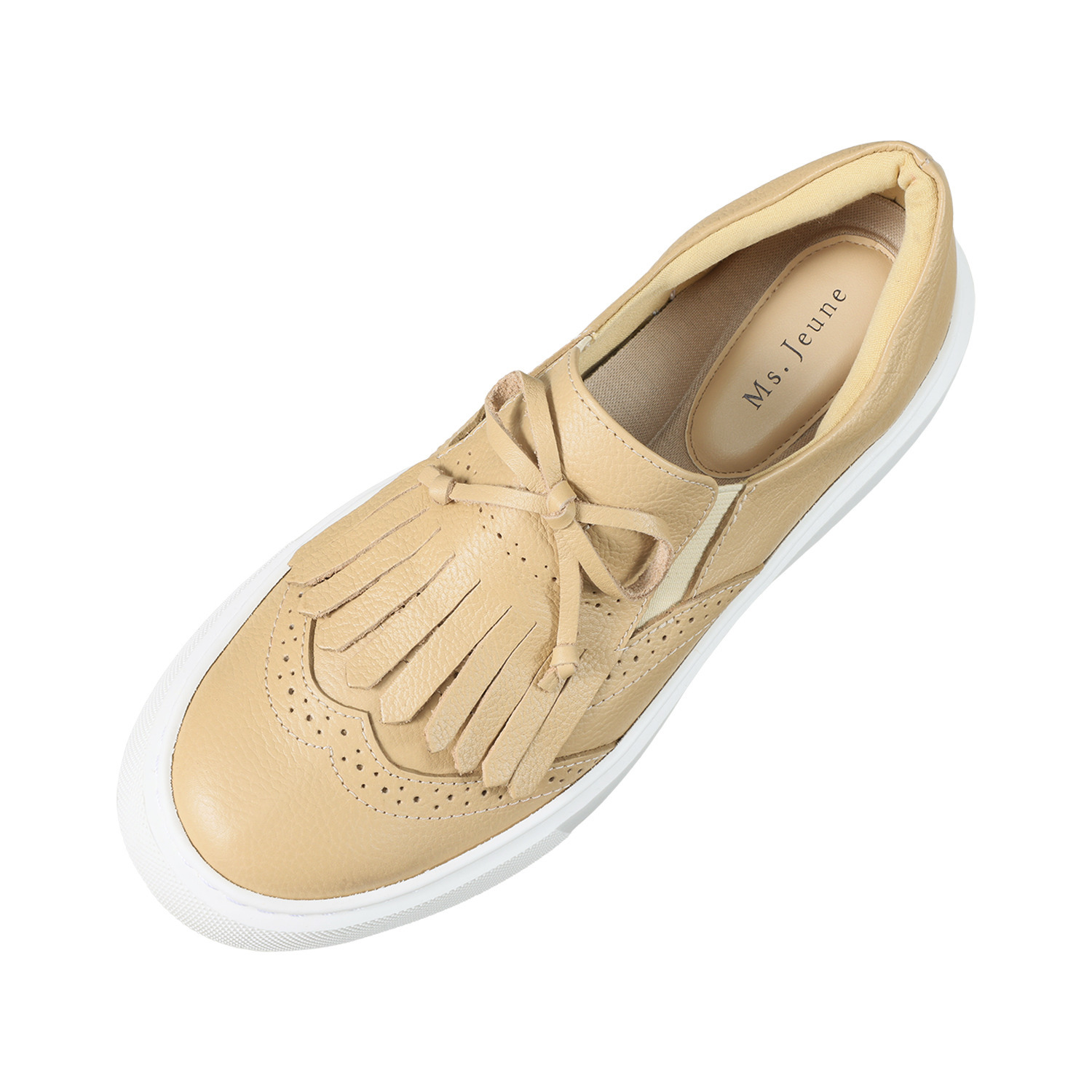 ミズ・ジューヌ 日本製 牛革 キルトデザイン 厚底シューズ