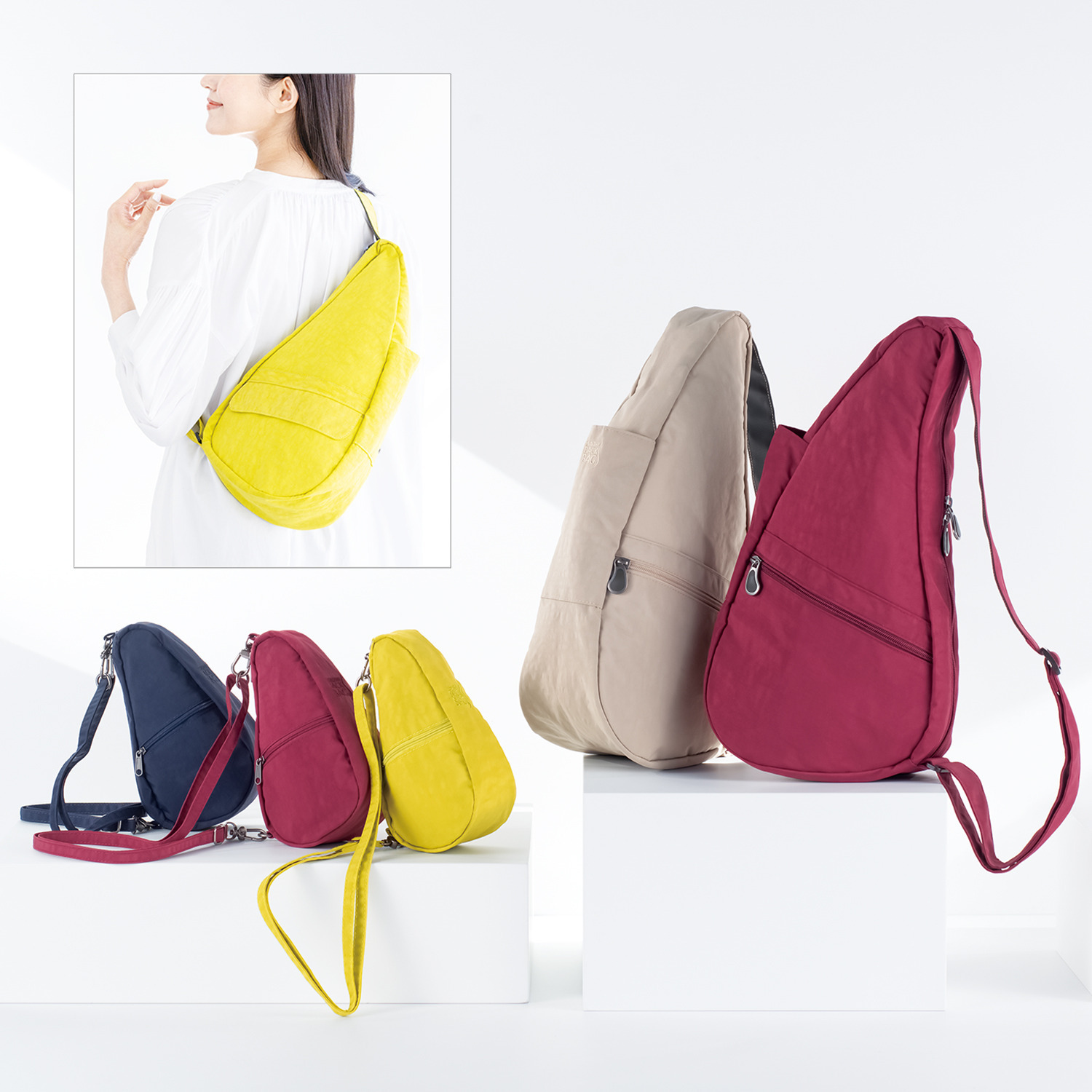 ヘルシーバックバッグ ポーチ付　はっ水 テクスチャードナイロン ボディーバッグ