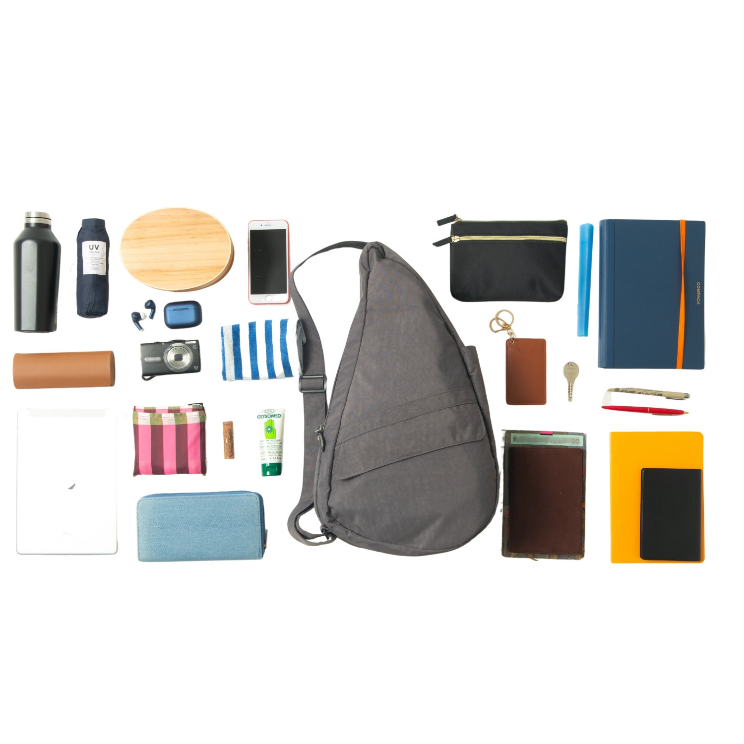 ヘルシーバックバッグ はっ水 テクスチャードナイロン 大きめボディーバッグ