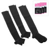 リオッサ 足首キュッ！ ひざ裏ゆったりの快適着圧 寝るときソックスＶ ブラック３足セット シルキーラップ　パウチ付