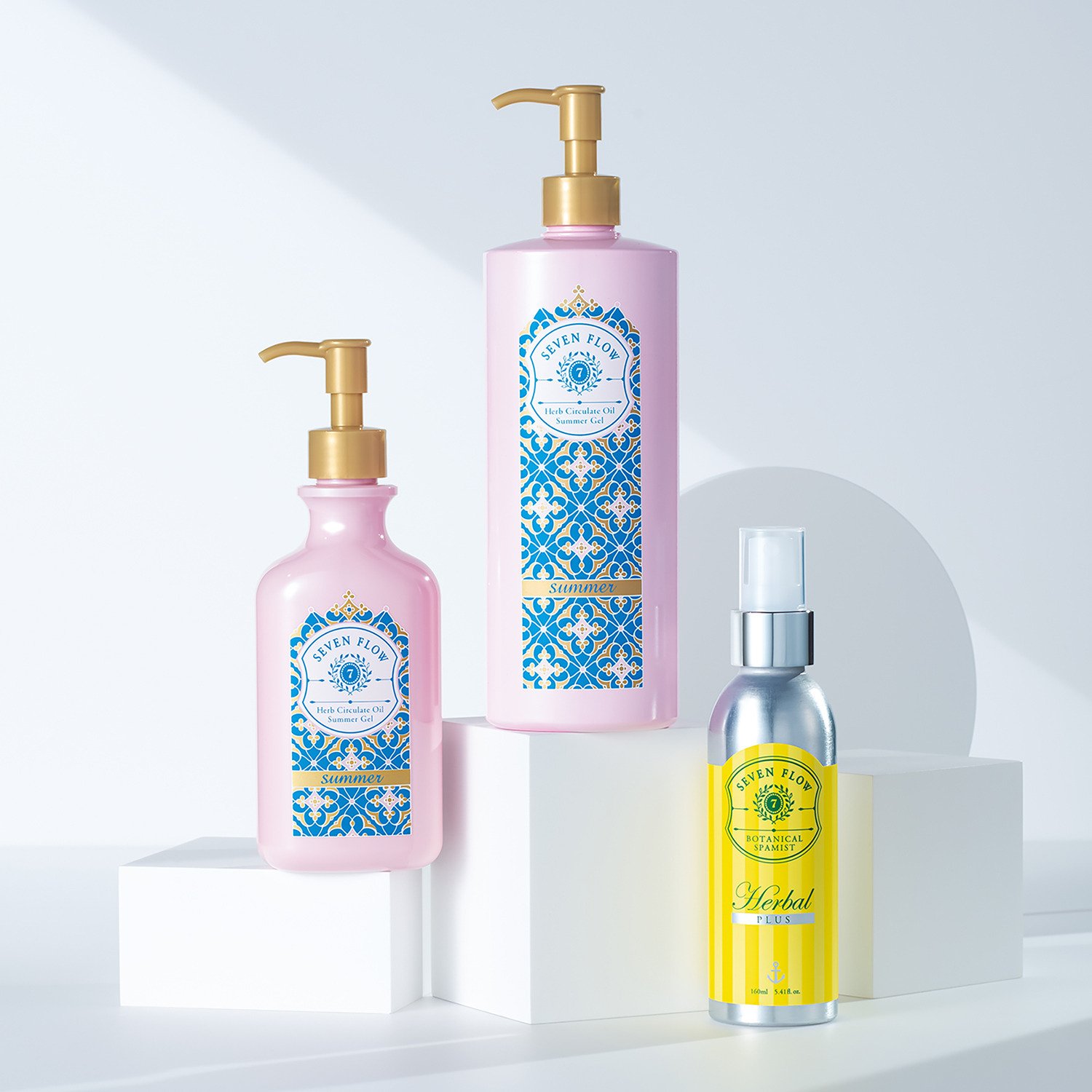 セブン　フロー 肌なじみが良い 感動の使用感 ハリツヤ潤い美肌へ導く ジェルオイル美容液 ハーブ　サーキュレイト オイル　サマー　ジェル ３本分特別セット