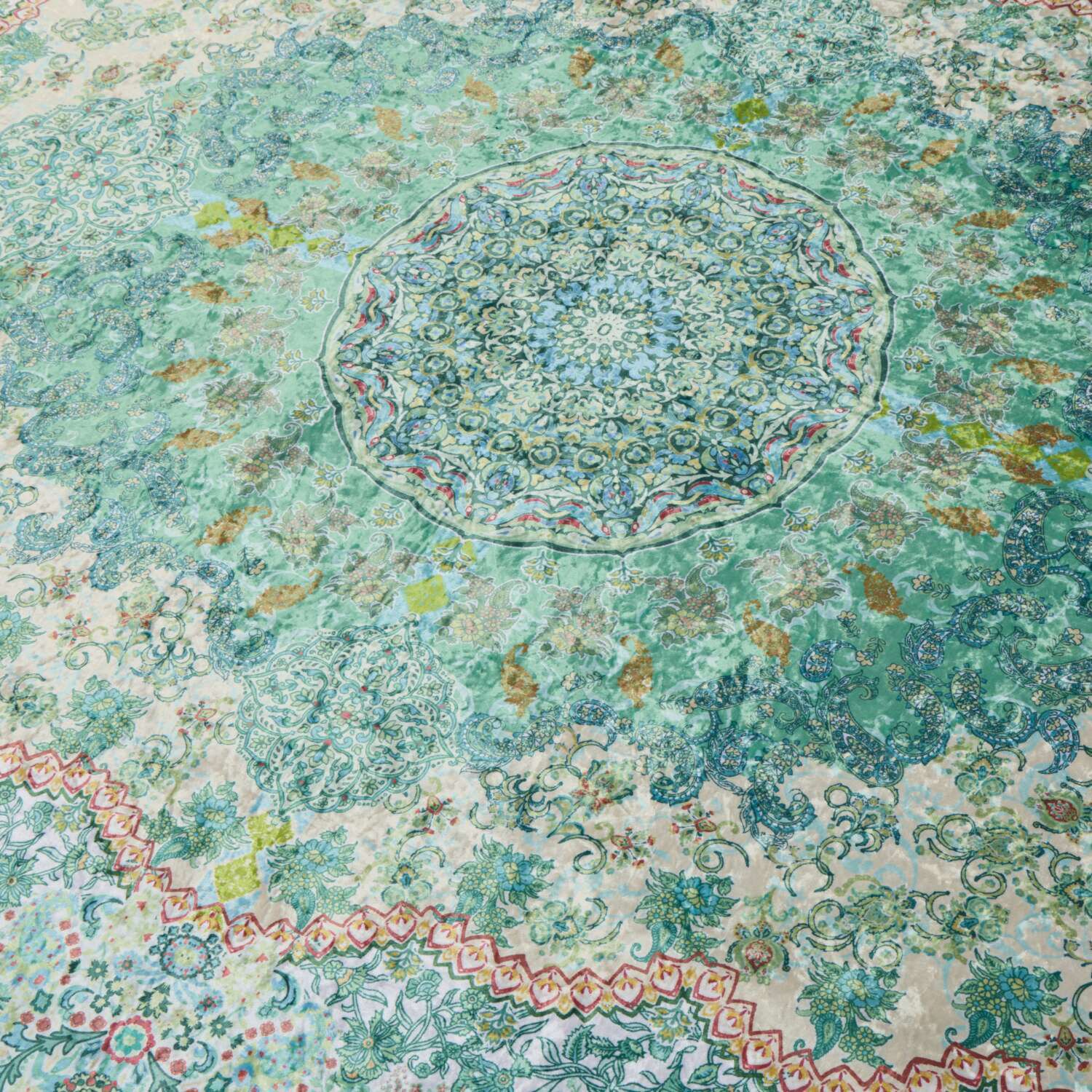 洗えて畳める はっ水加工 ペルシャンデザイン シルクタッチカーペット＜２３０×３２０ｃｍ＞