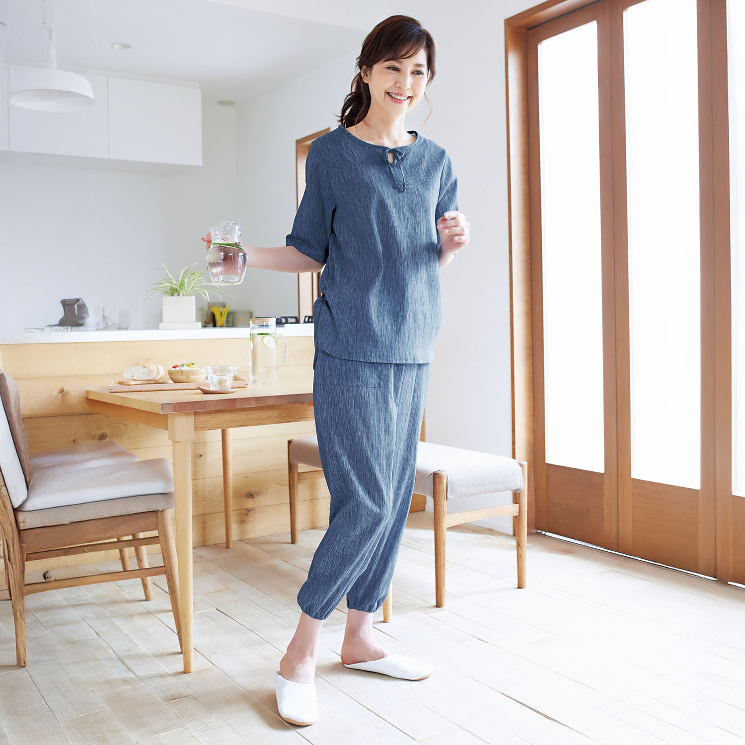 高島ちぢみ サラッと快適！ 涼感リラックスウェア トップス＆もんぺセット