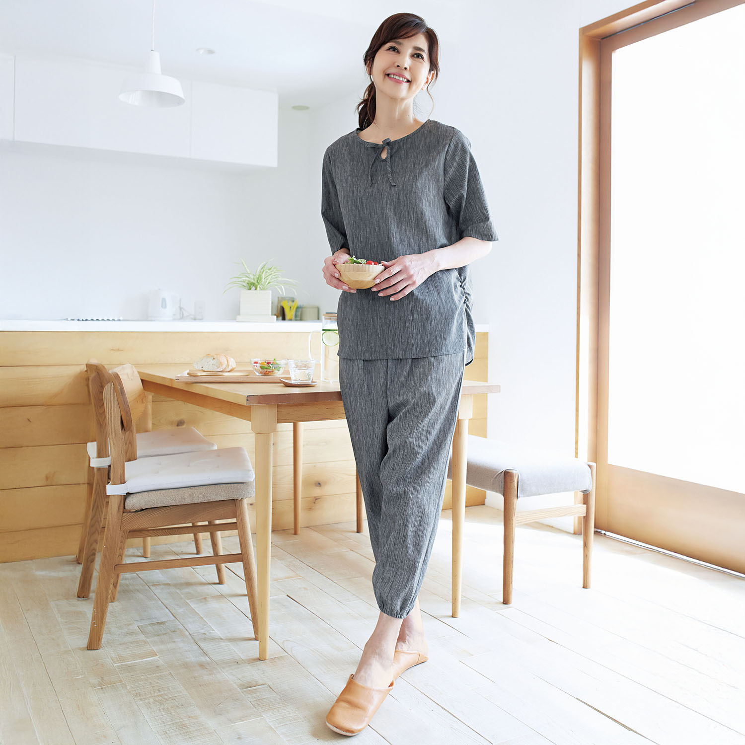 高島ちぢみ サラッと快適！ 涼感リラックスウェア トップス＆もんぺセット