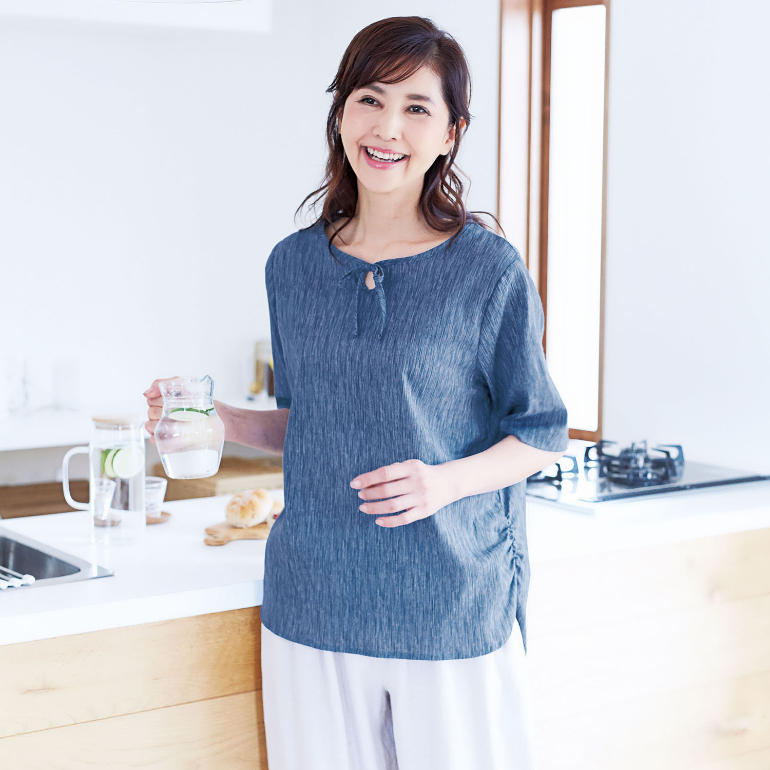 高島ちぢみ サラッと快適！ 涼感リラックスウェア トップス＆もんぺセット