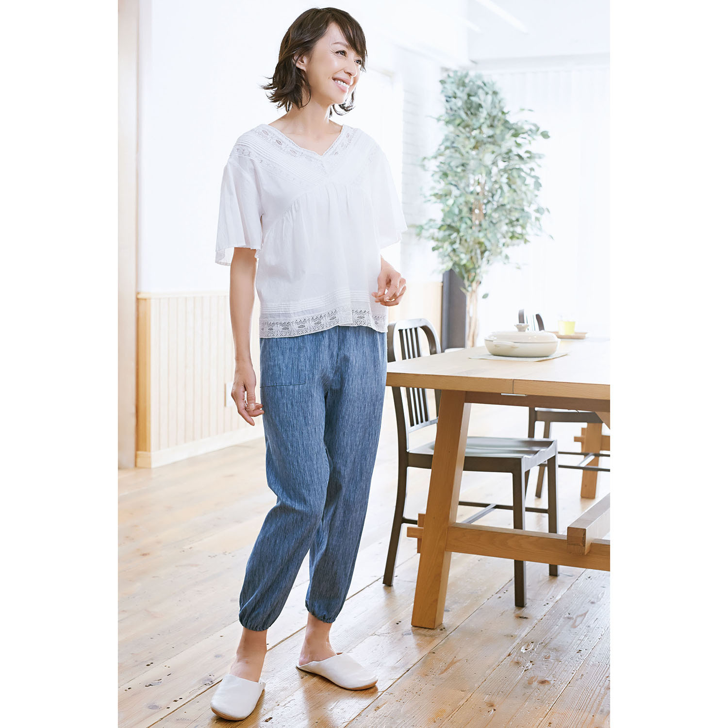 高島ちぢみ サラッと快適！ 涼感リラックスウェア トップス＆もんぺセット