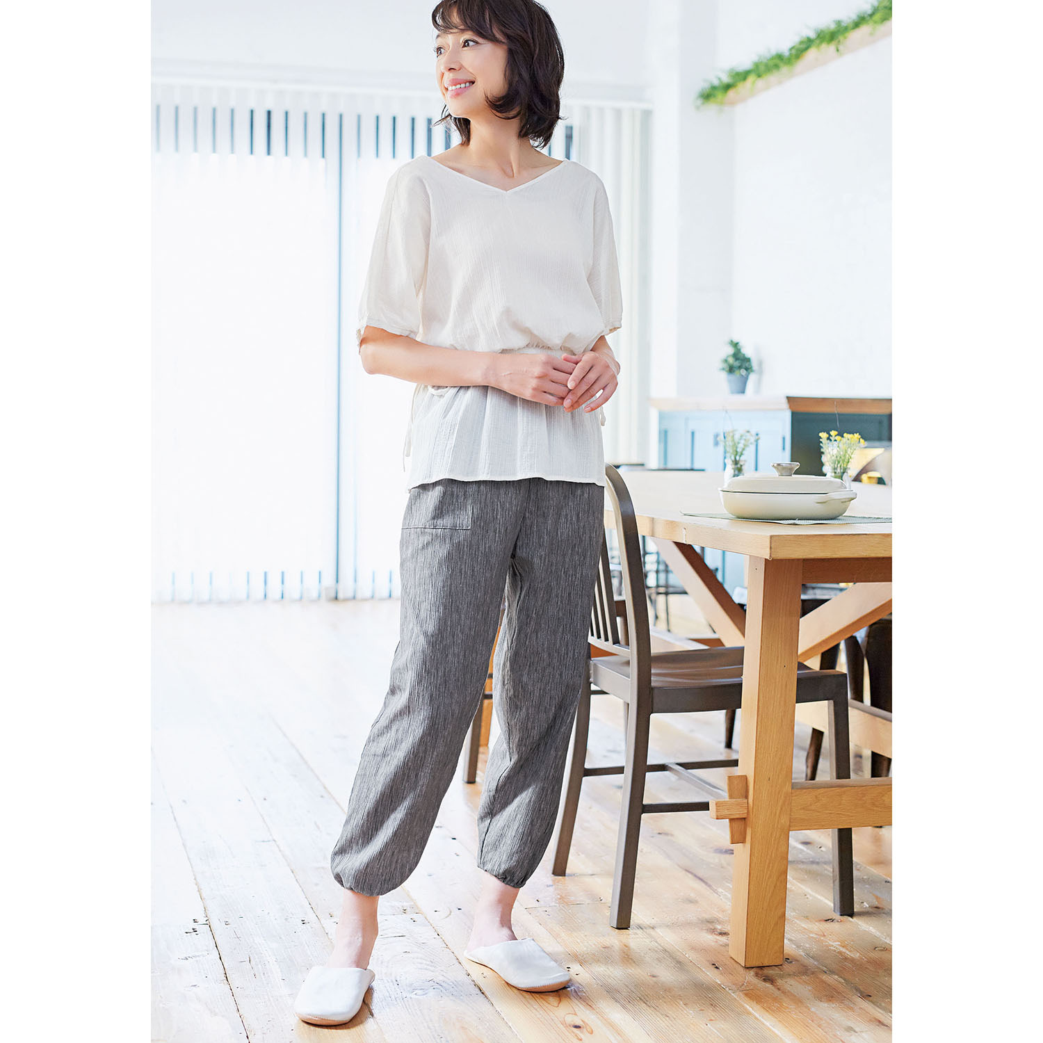 高島ちぢみ サラッと快適！ 涼感リラックスウェア トップス＆もんぺセット