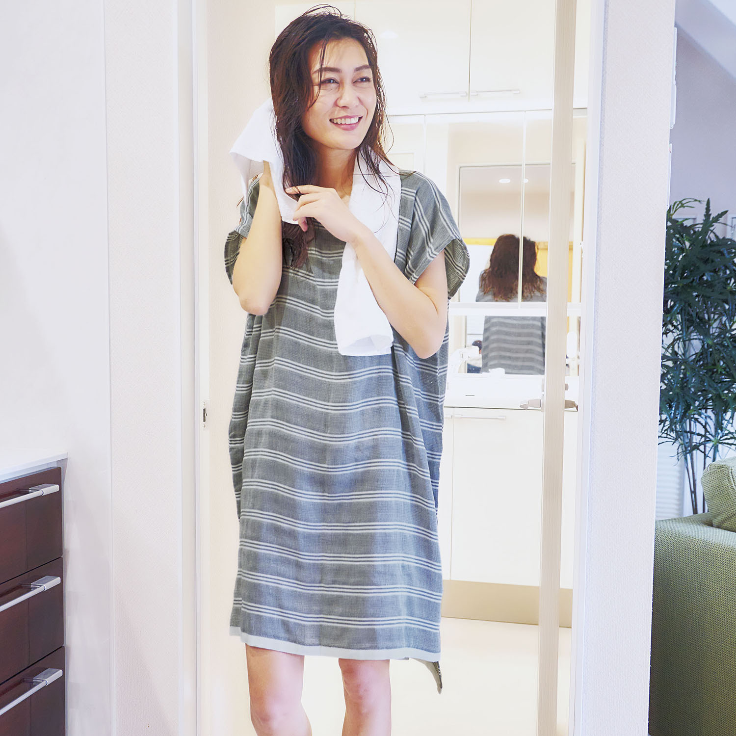 泉州織 湯あがり大判 コットンダブルガーゼ ポンチョ２色組