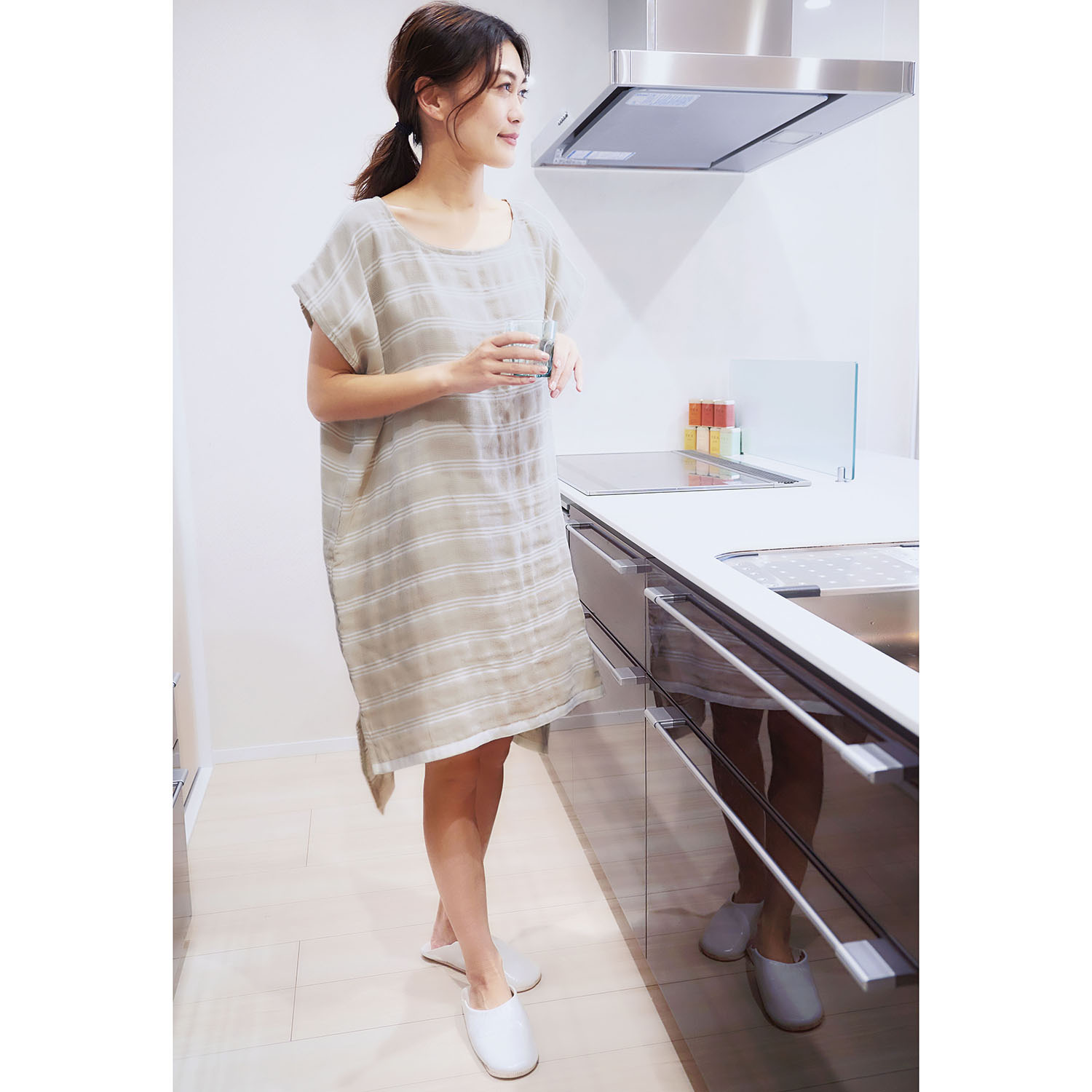 泉州織 湯あがり大判 コットンダブルガーゼ ポンチョ２色組