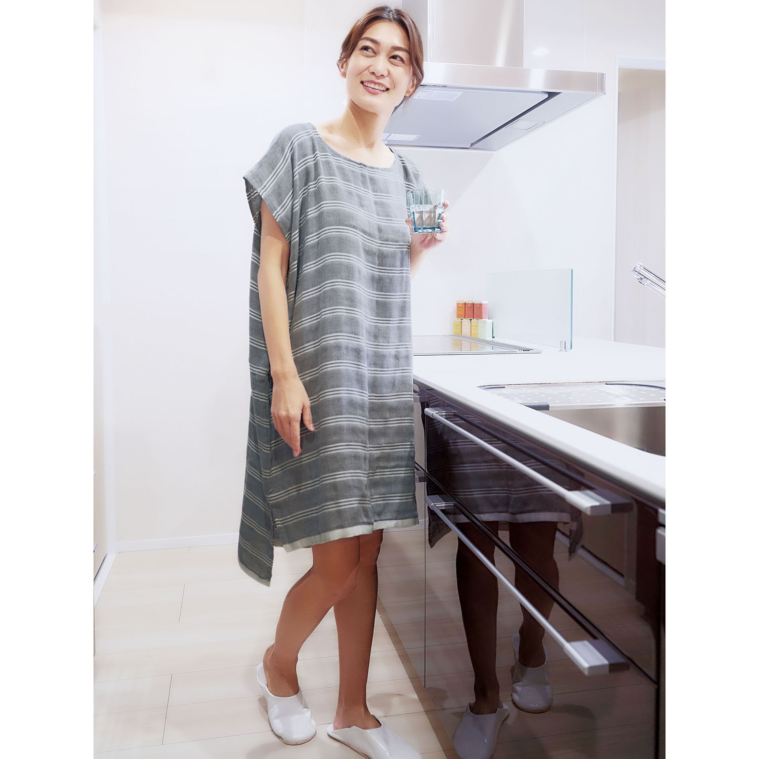 泉州織 湯あがり大判 コットンダブルガーゼ ポンチョ２色組