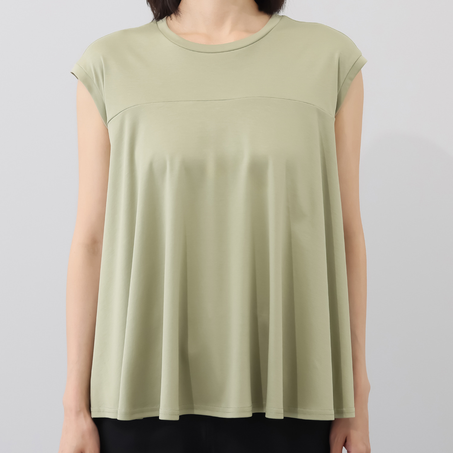 メリオン 接触冷感 美しい光沢至福のタッチ プラチナダブルコットン Ａライン ノースリーブプルオーバー