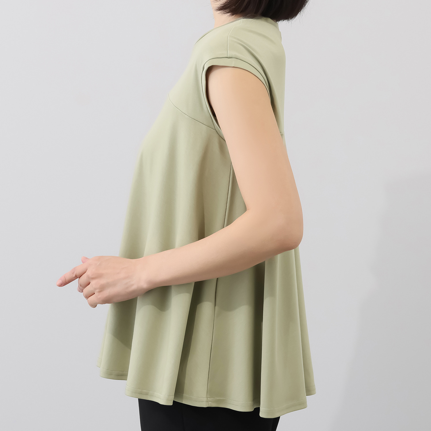 メリオン 接触冷感 美しい光沢至福のタッチ プラチナダブルコットン Ａライン ノースリーブプルオーバー