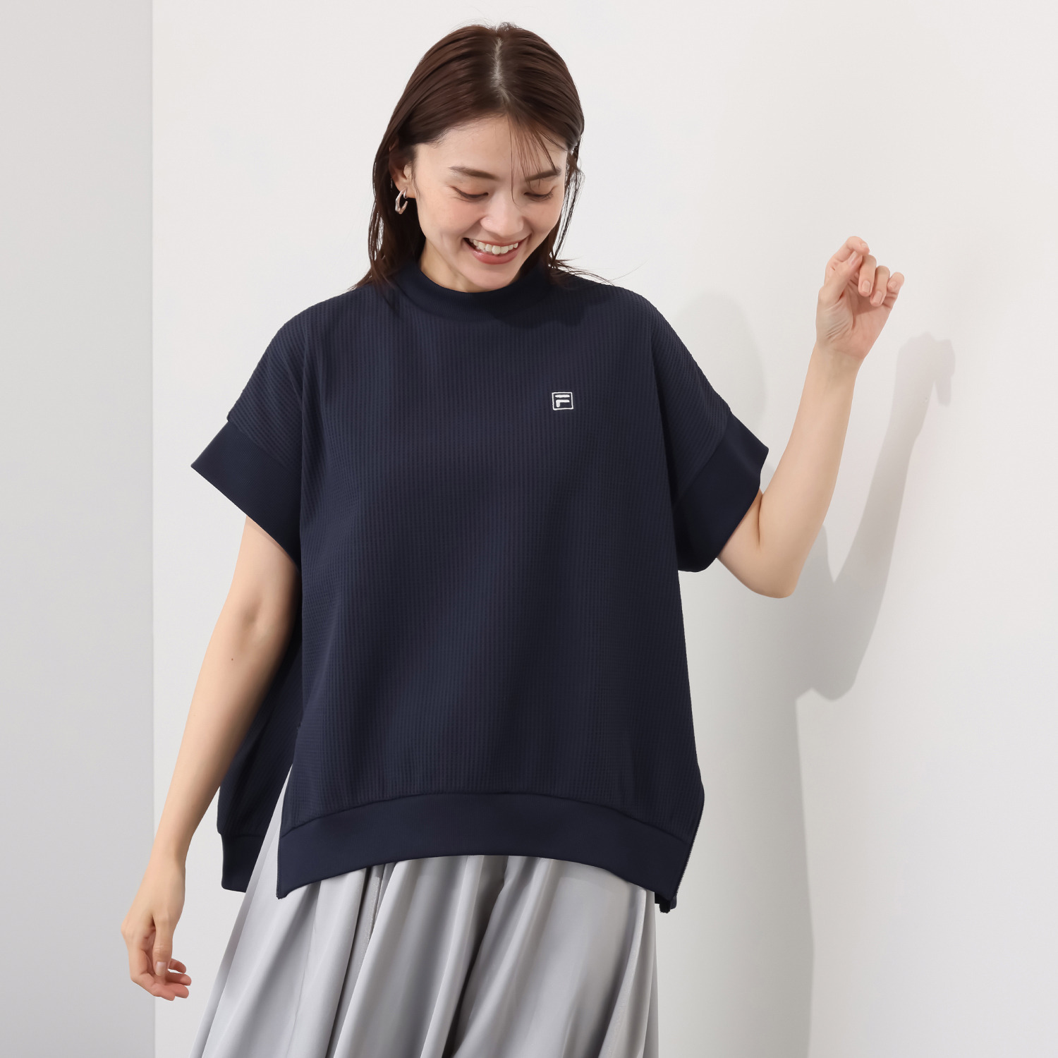 フィラ ＵＶカット・速乾 サイドジップ オーバーシルエット モックネックシャツ