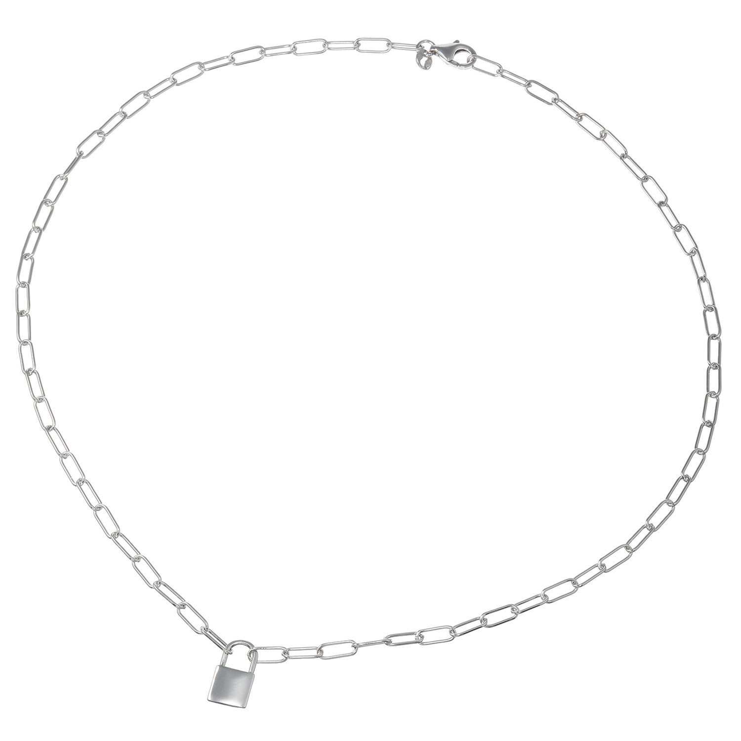 エクセラ イタリアン・シルバー ２層コーティング 鍵モティーフ ペーパークリップ チェーンネックレス