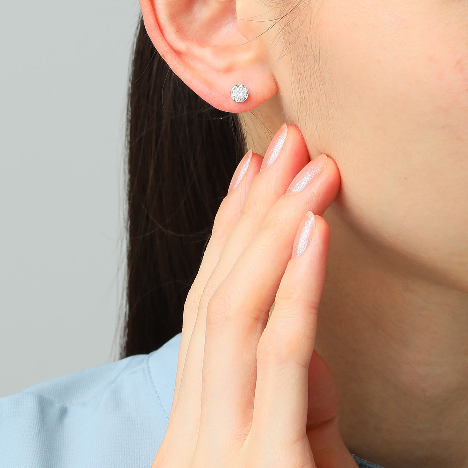 ギフトフロムニューヨーク プラチナ９５０ モアサナイト ソリティア ピアス ＜スモール＞