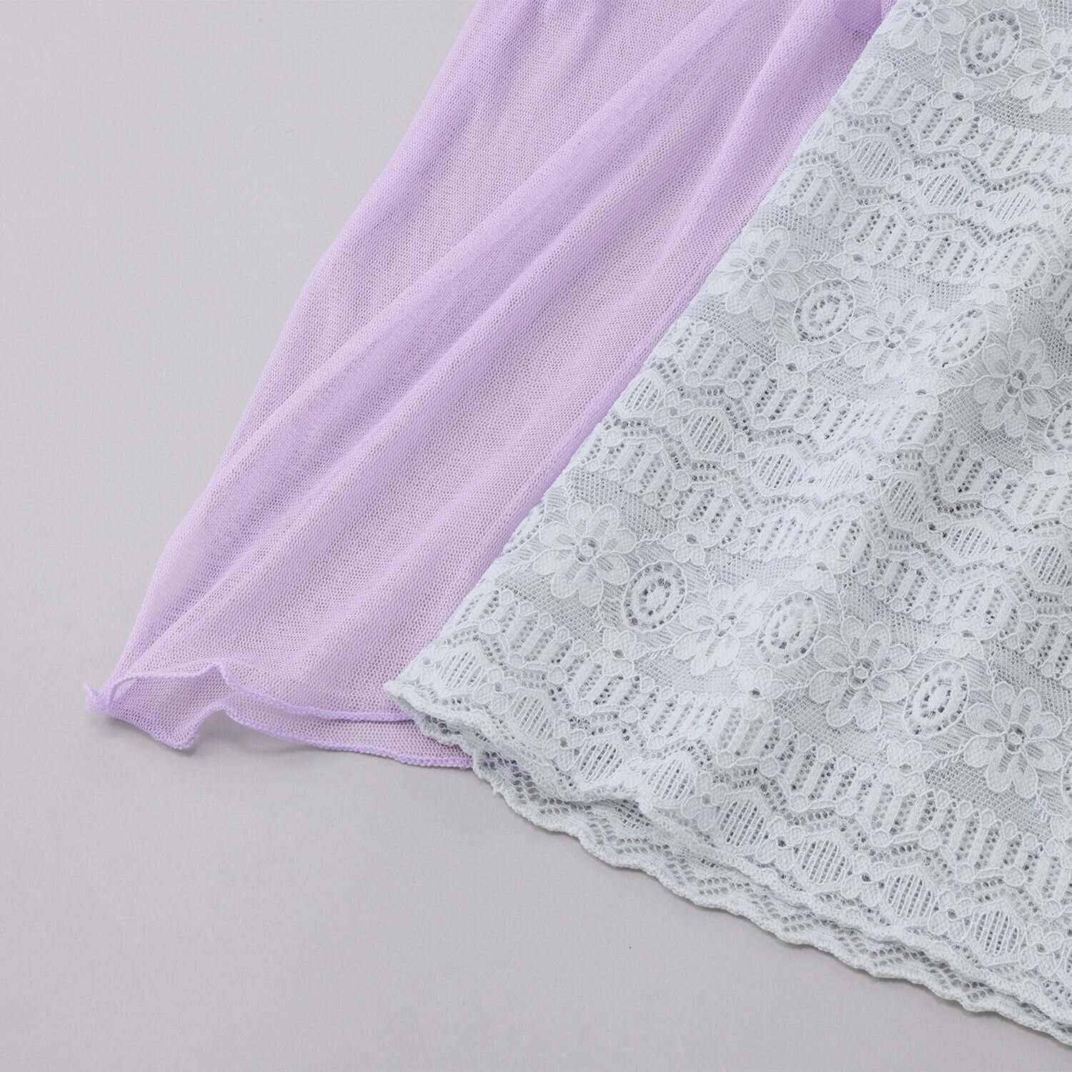 ルナルーチェ シルク１００％チュール＆ ストレッチレース スヌード２枚セット