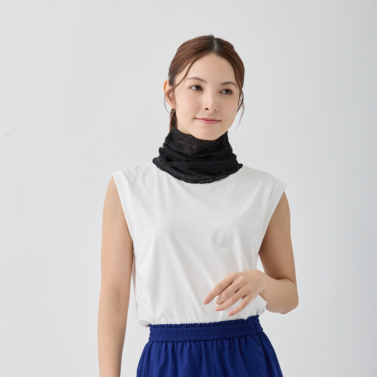 ルナルーチェ シルク１００％チュール＆ ストレッチレース スヌード２枚セット