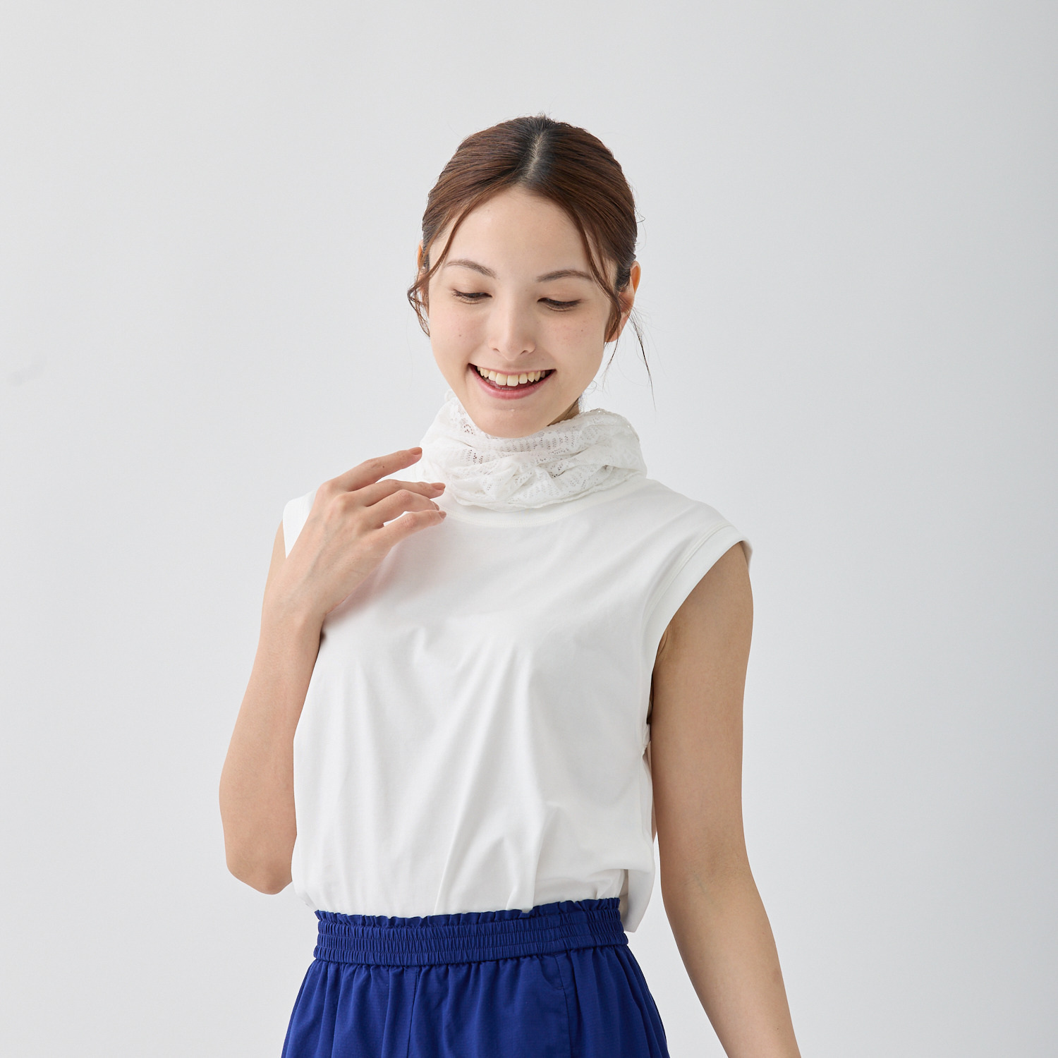 ルナルーチェ シルク１００％チュール＆ ストレッチレース スヌード２枚セット