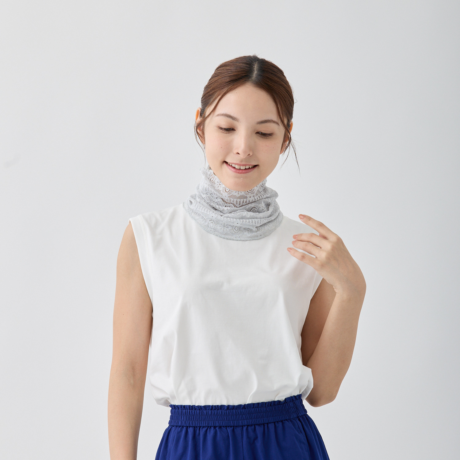 ルナルーチェ シルク１００％チュール＆ ストレッチレース スヌード２枚セット