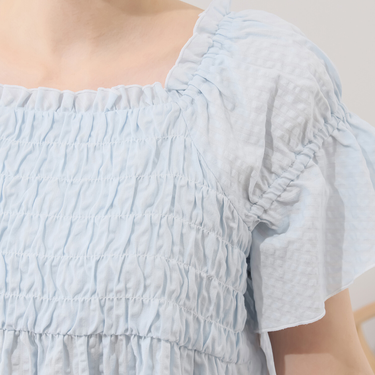 ナルエー 綿１００％サッカー パフスリーブワンピース