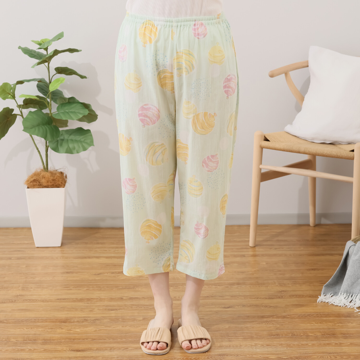 ナルエー 綿１００％楊柳 ヨーヨー柄 パジャマ