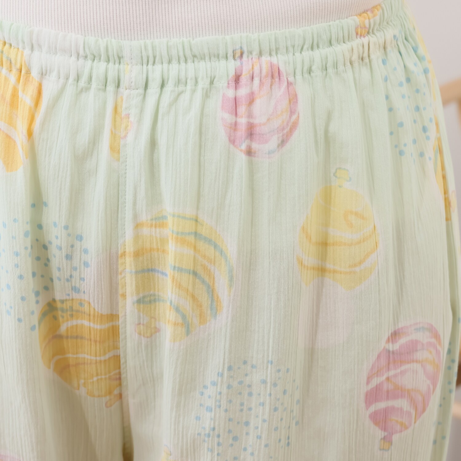 ナルエー 綿１００％楊柳 ヨーヨー柄 パジャマ