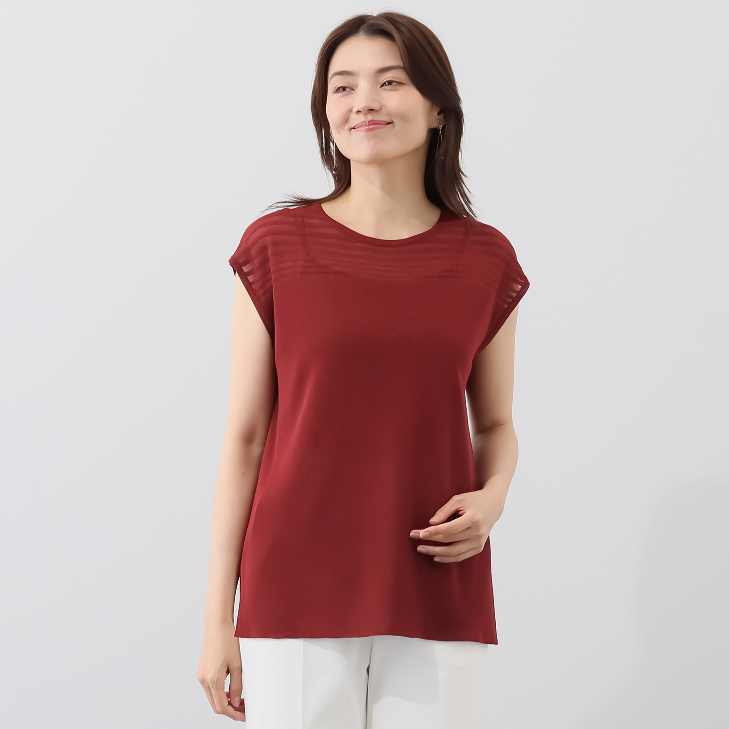 ソアージュ イタリア　カーサ・デル・ フィラート社製糸使用 上品な煌めき フレンチスリーブ プルオーバー