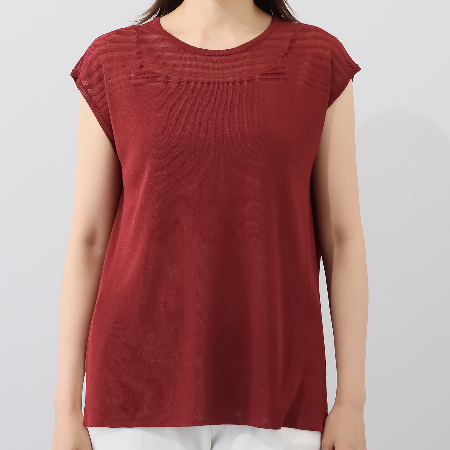 ソアージュ イタリア　カーサ・デル・ フィラート社製糸使用 上品な煌めき フレンチスリーブ プルオーバー