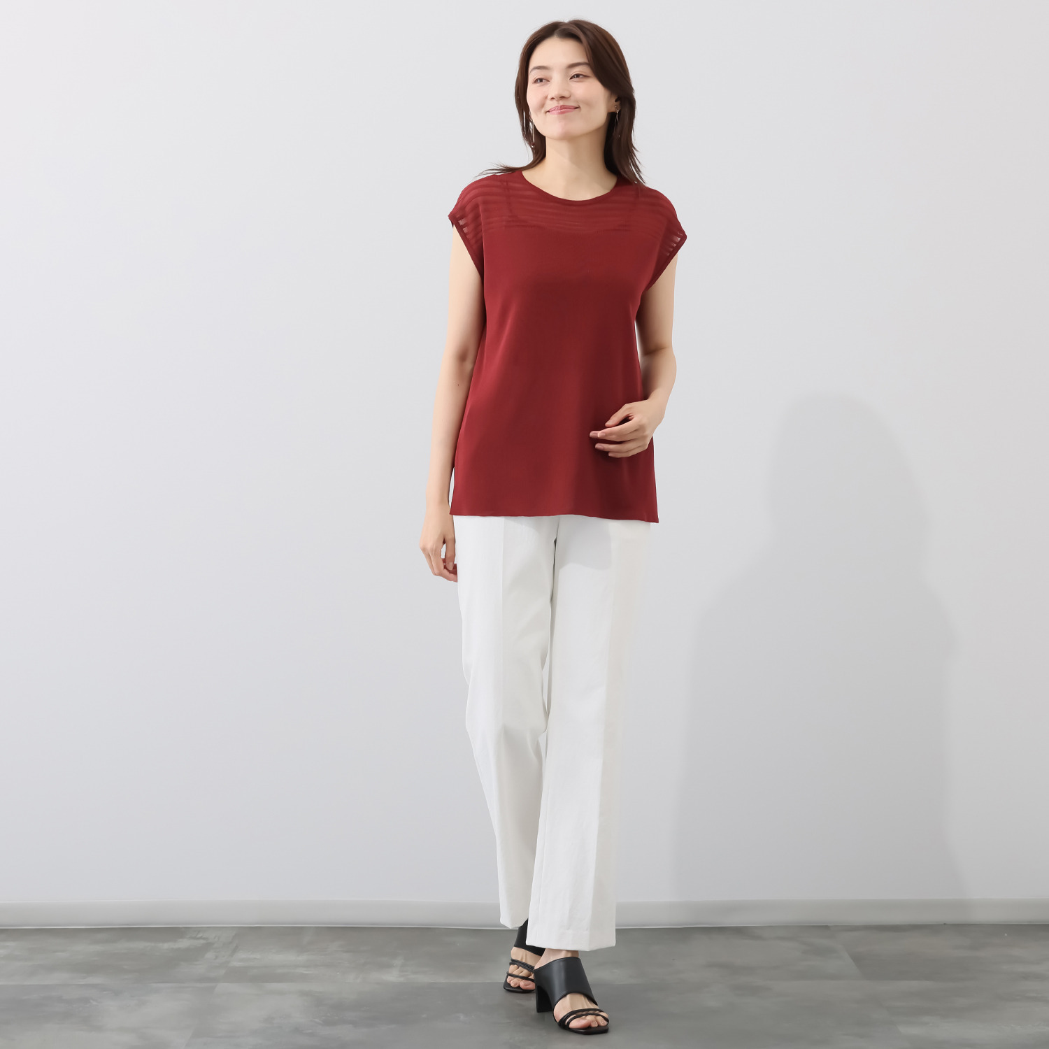 ソアージュ イタリア　カーサ・デル・ フィラート社製糸使用 上品な煌めき フレンチスリーブ プルオーバー