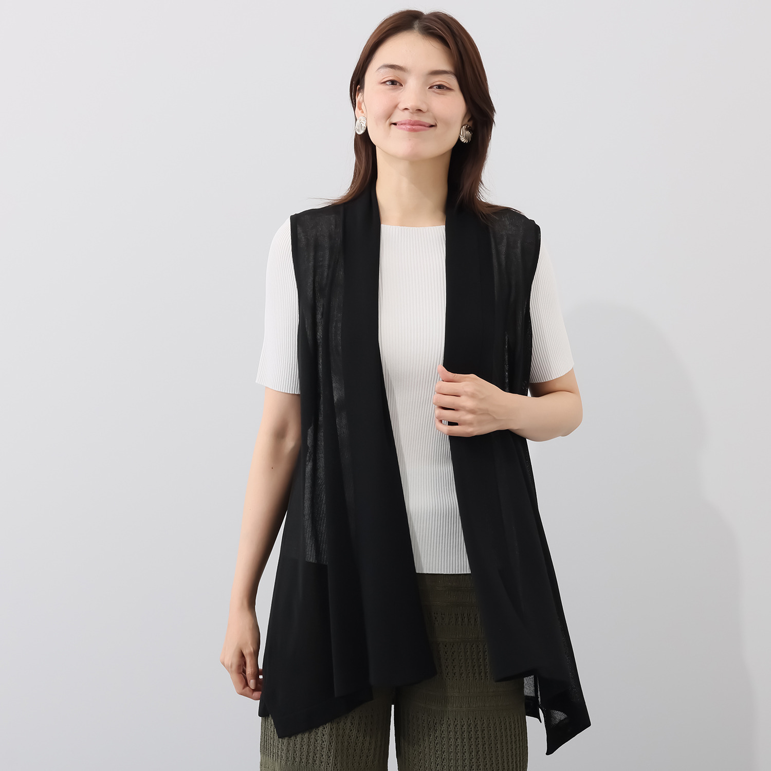 ソアージュ イタリア　カーサ・デル・ フィラート社製糸使用 シアーで上品な煌めき ハンカチーフヘムジレ