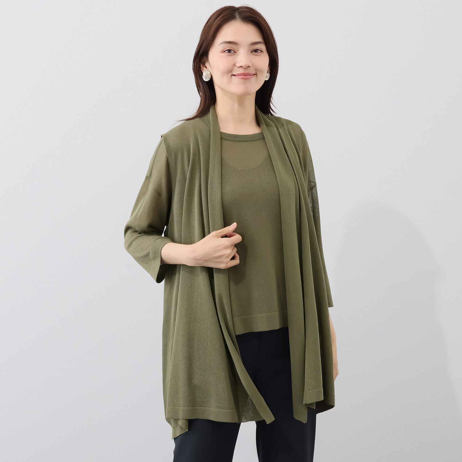 ソアージュ イタリア　カーサ・デル・ フィラート社製糸使用 シアーで上品な煌めき ハンカチーフヘムジレ