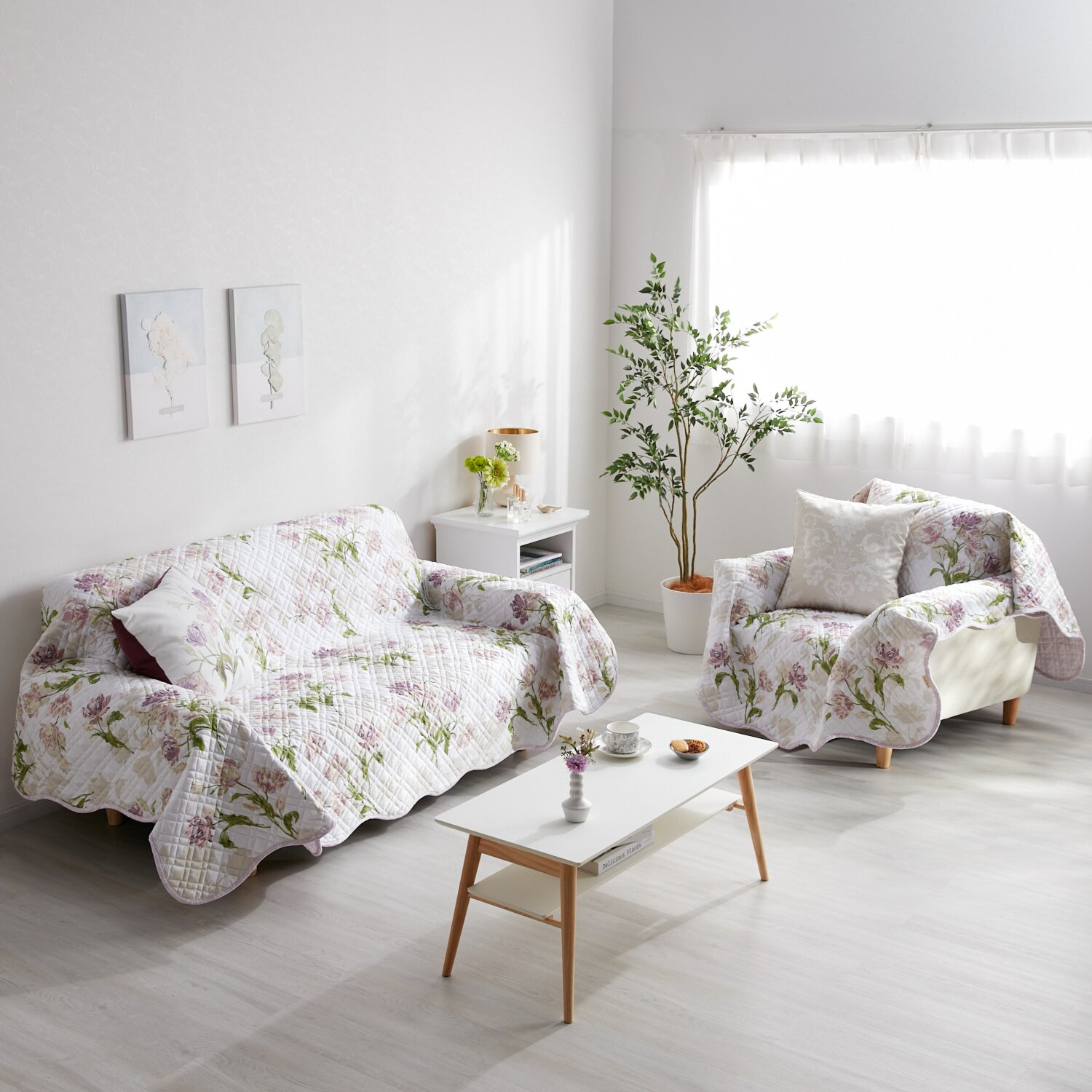 ローラアシュレイ ゴスフォード コットン１００％サテン キルトマルチカバー ＜１９０×１９０ｃｍ＞