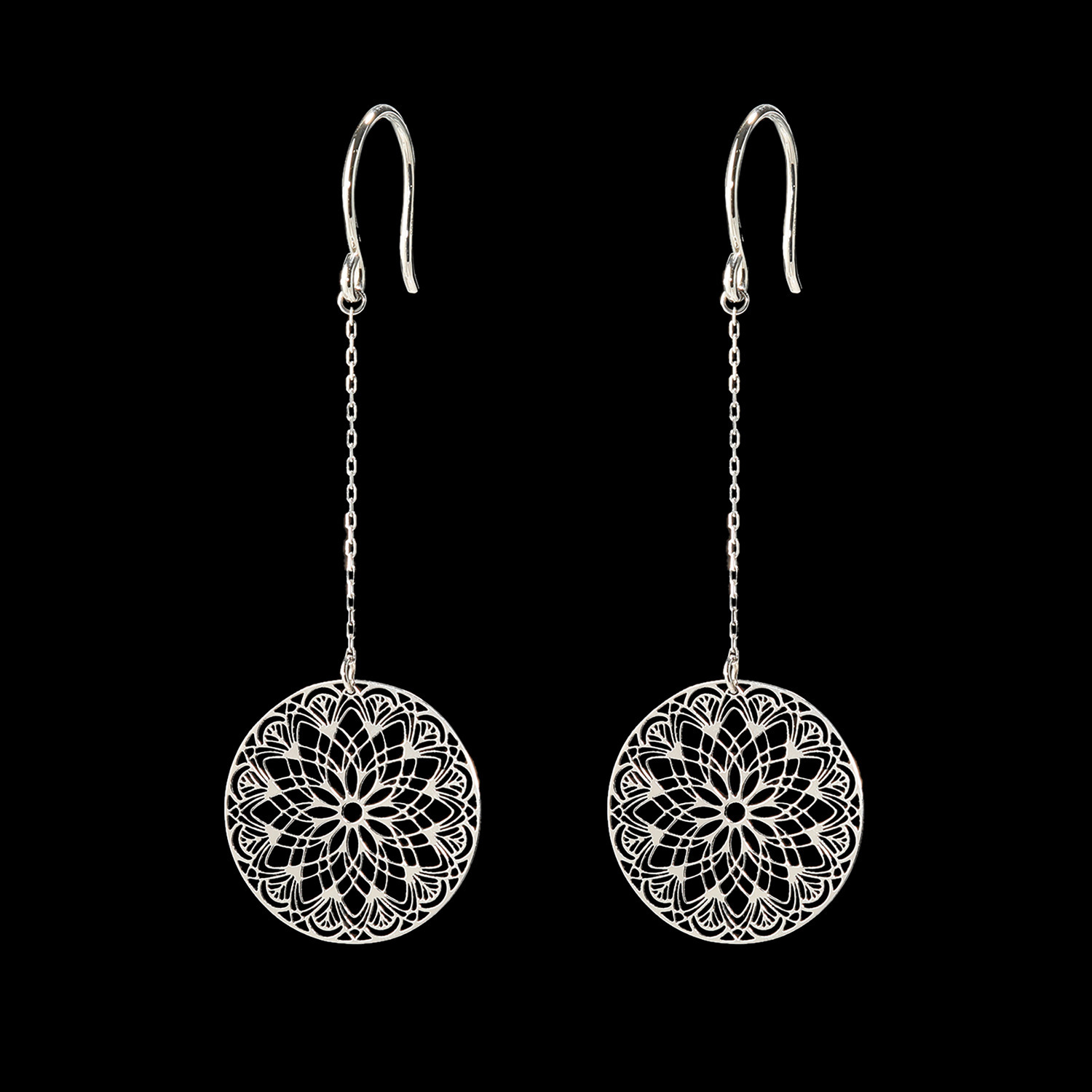 オーサムジュエリー プラチナ９５０ アラベスクデザイン ラウンド型 透かしロングピアス