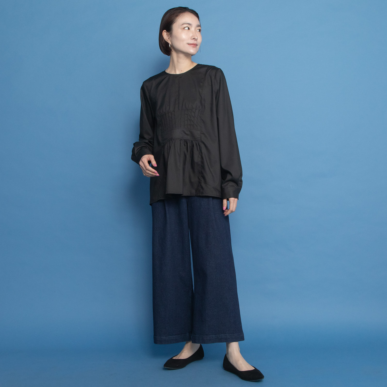 オルテンジア ピンタック＆ギャザーで フレンチトラッドを装う デザインブラウス