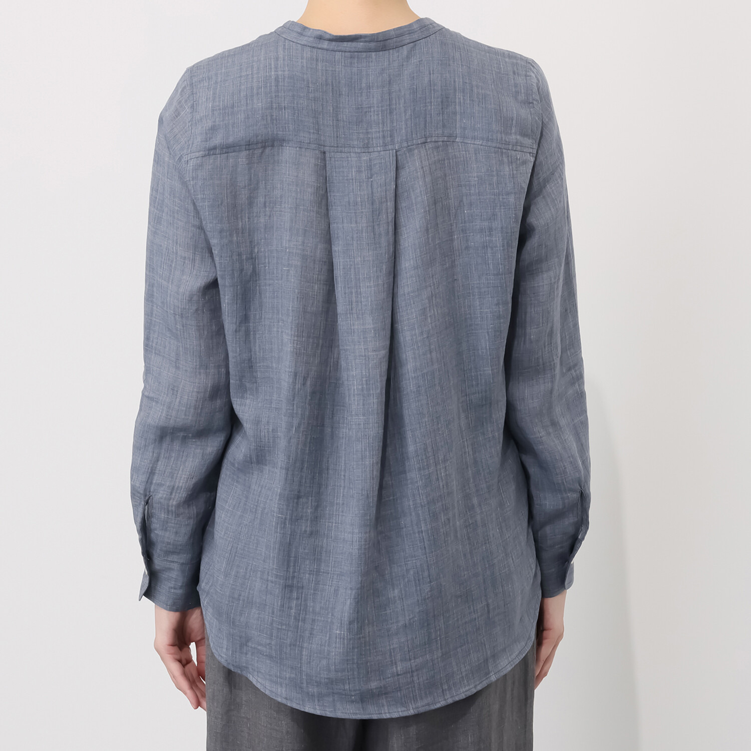 レア　ジェム プレミアムラミーの 極上の涼しさ感じる スタンドカラーシャツ