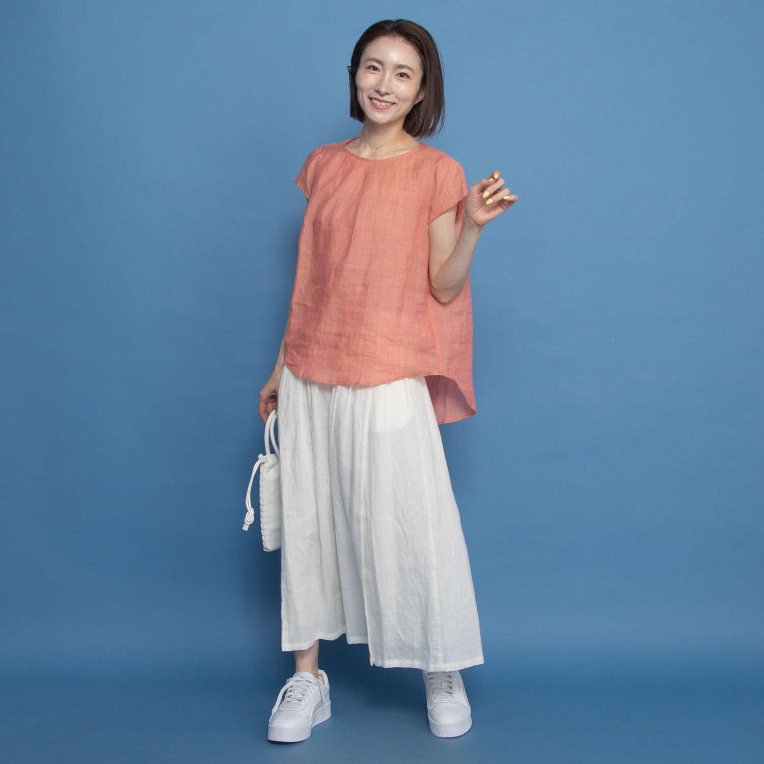 レア　ジェム プレミアムラミーの 極上の涼しさ感じる ランダムタック プルオーバーブラウス