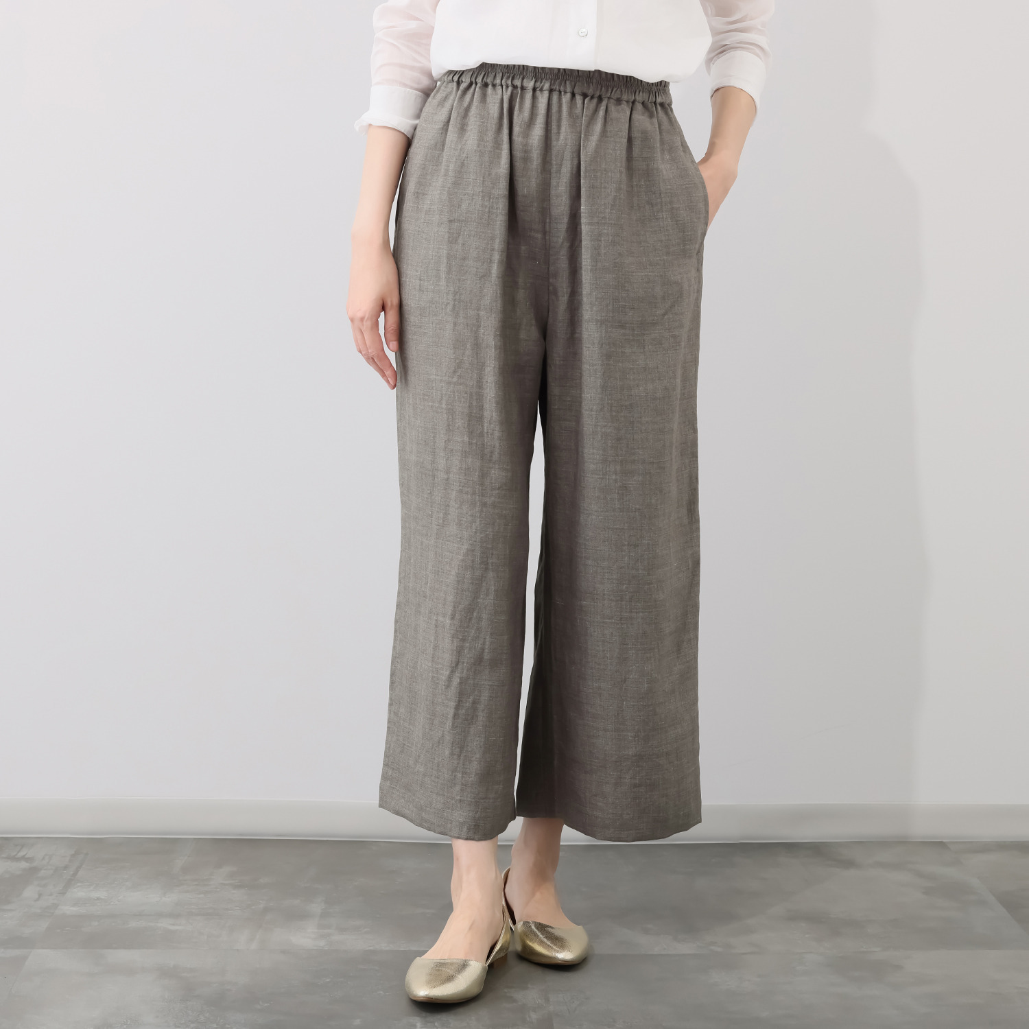 レア　ジェム 極上ラミーポプリンで 涼しい！　安心！ 贅沢ワイドパンツ